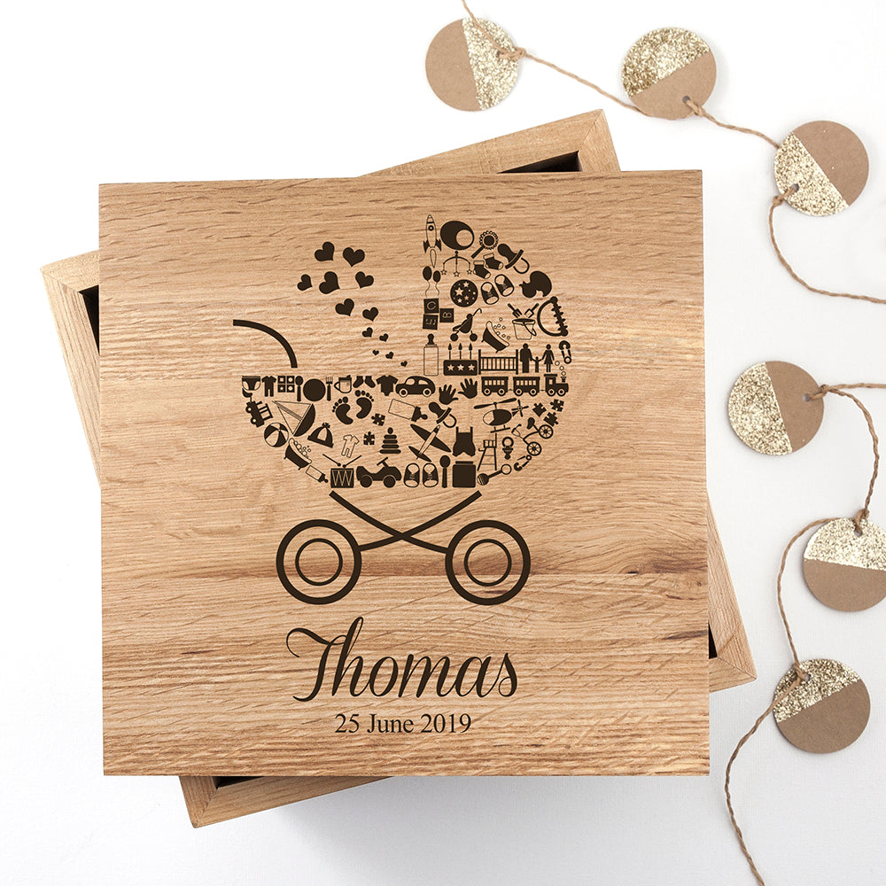 Personalised Baby Boy Photo Memory Box