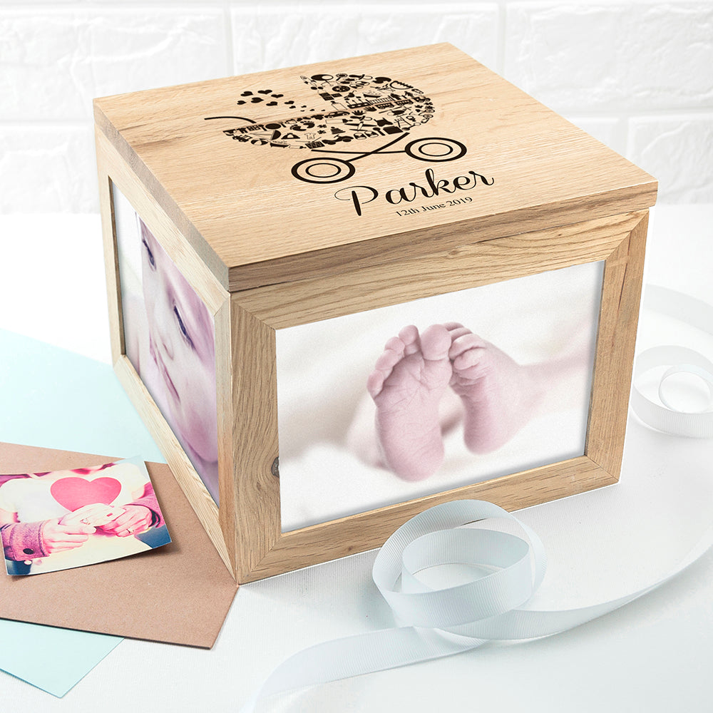Personalised Baby Boy Photo Memory Box