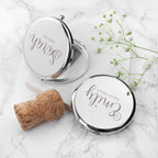 Personalised Round Silver Compact Mirror
