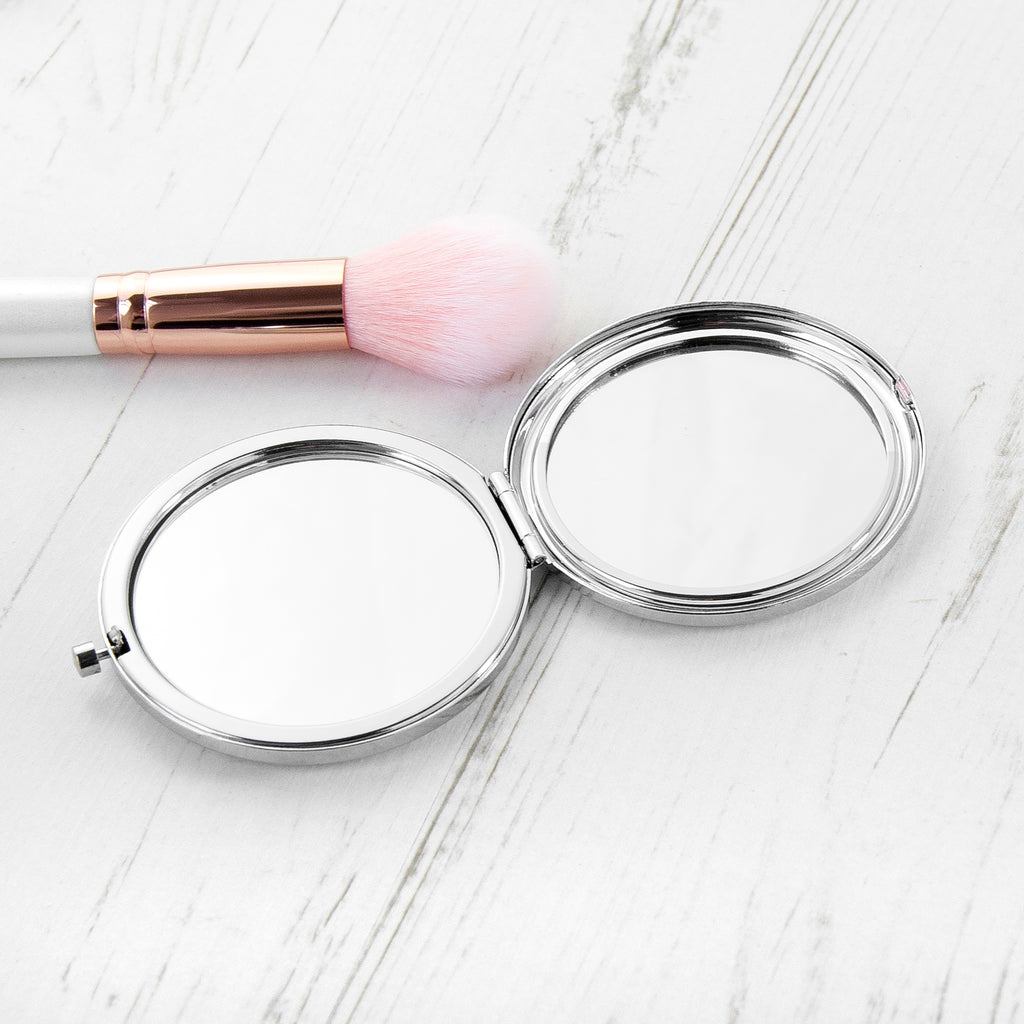 Personalised Round Silver Compact Mirror