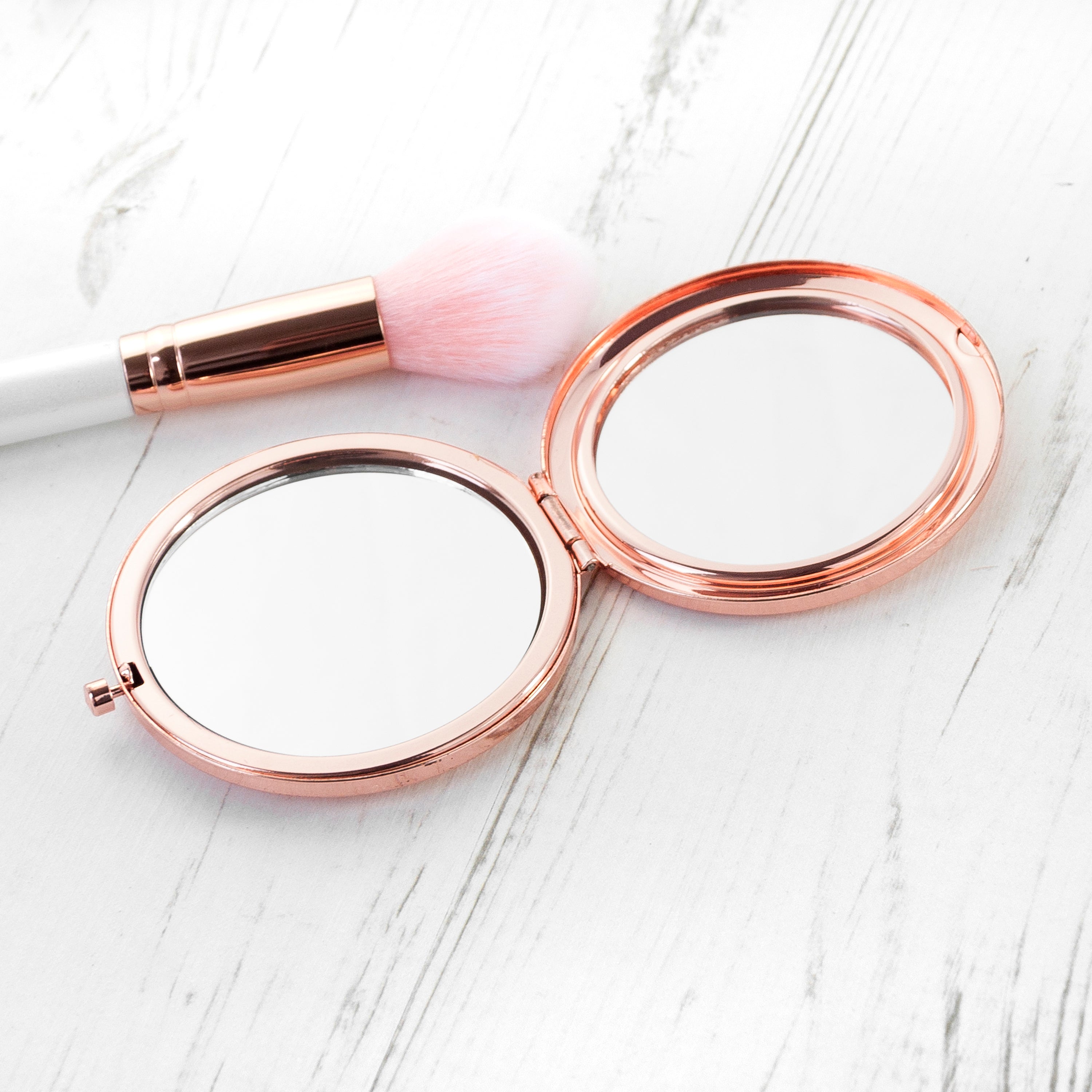 Engraved Rose Gold Compact Mirror