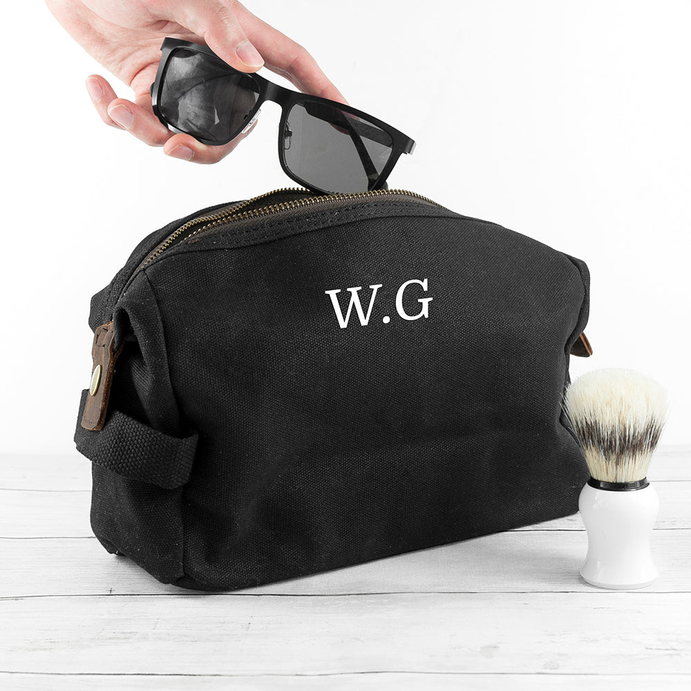 Personalised Men's Waxed Wash Bag