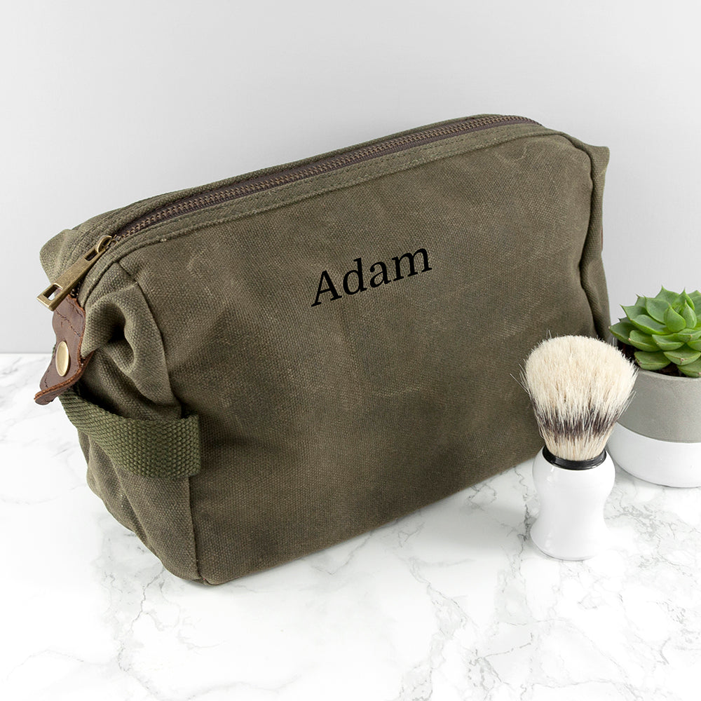 Personalised Men's Waxed Wash Bag