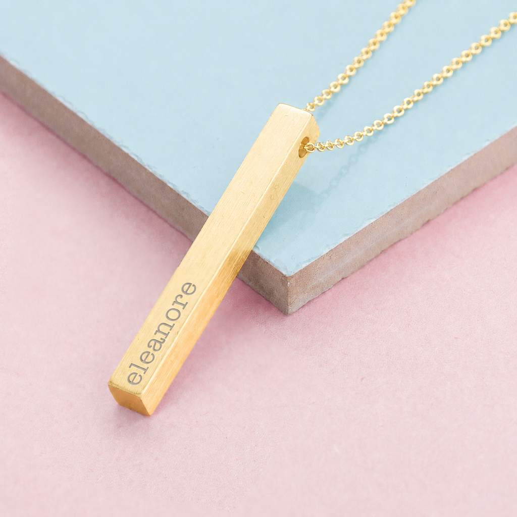 Personalised Matte Vertical Bar Necklace