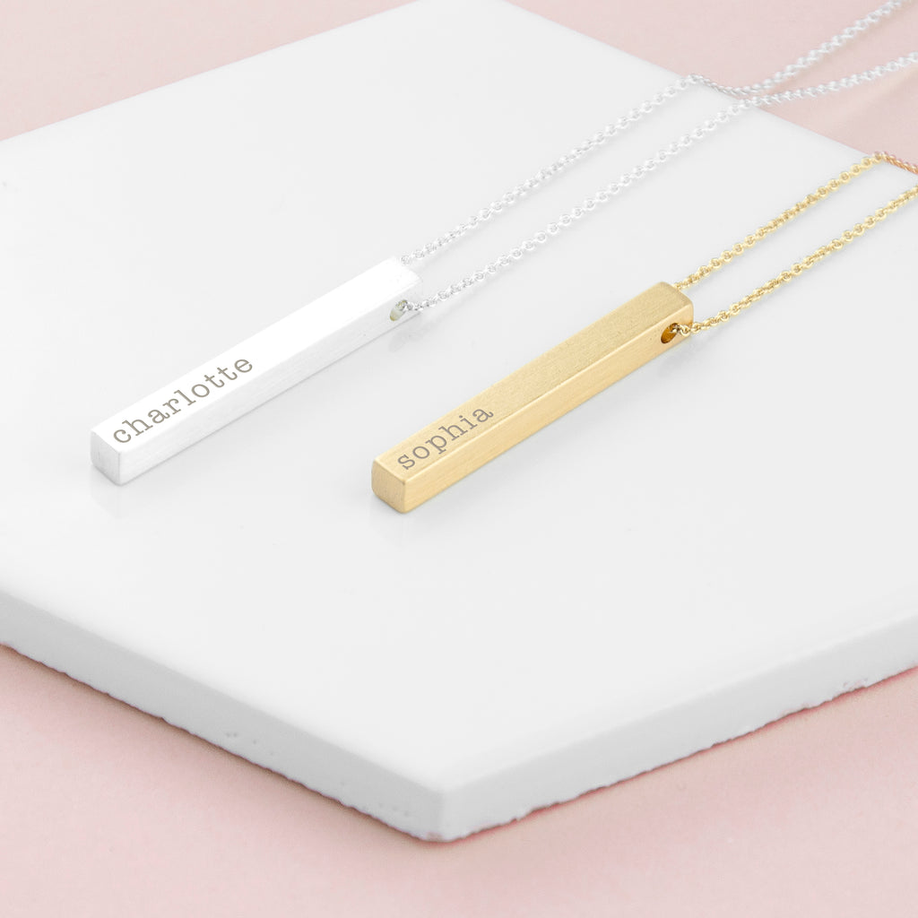 Personalised Matte Vertical Bar Necklace