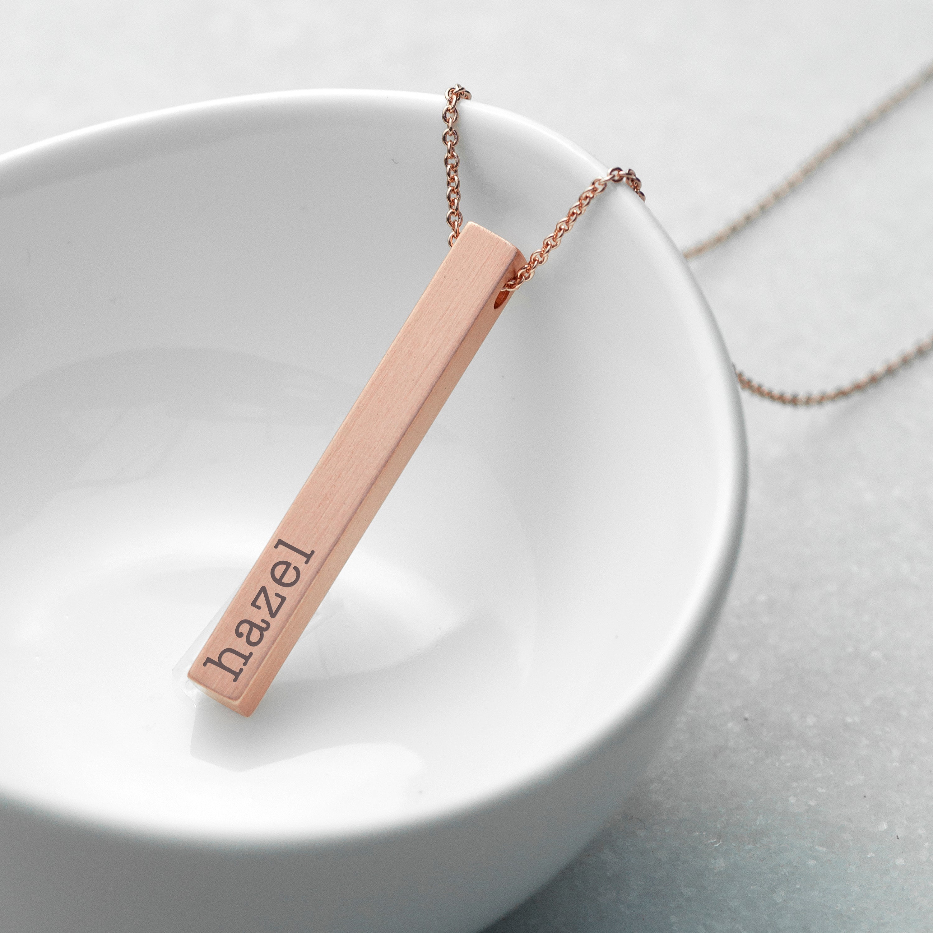 Personalised Matte Vertical Bar Necklace