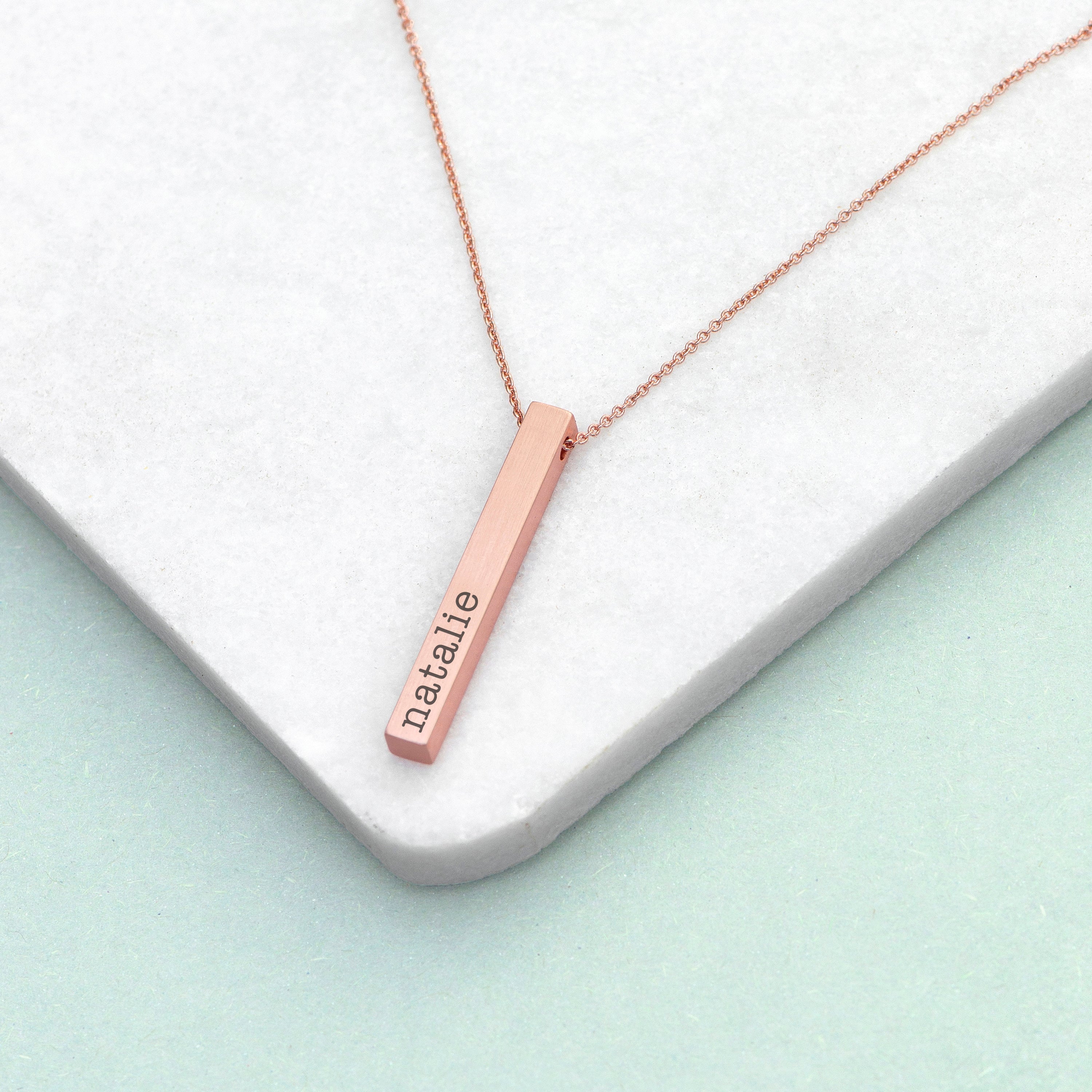 Personalised Matte Vertical Bar Necklace