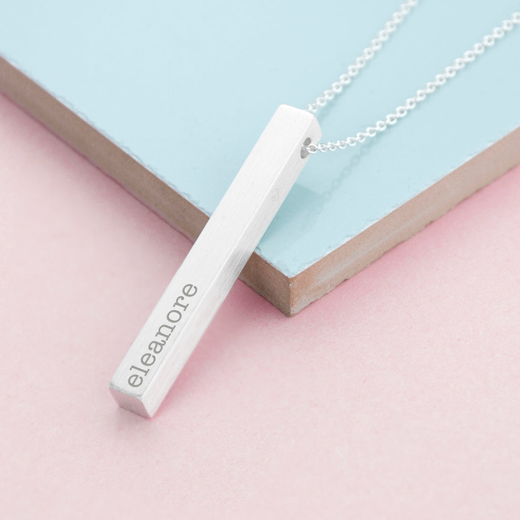 Personalised Matte Vertical Bar Necklace