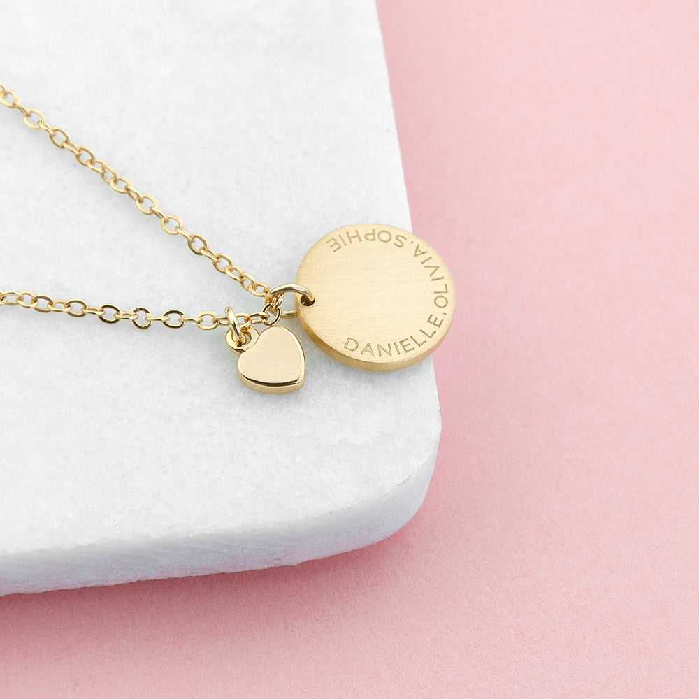 Personalised Heart and Disc Family Necklace