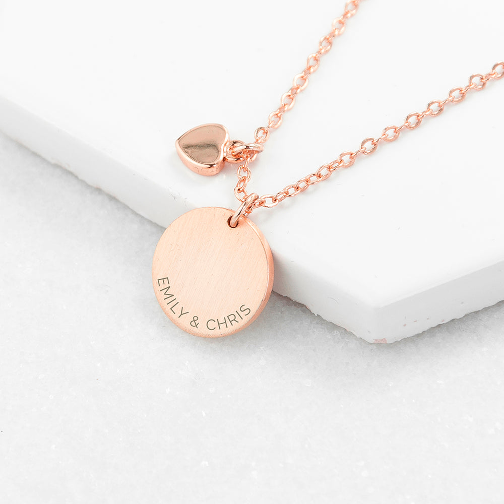 Personalised Heart and Disc Family Necklace