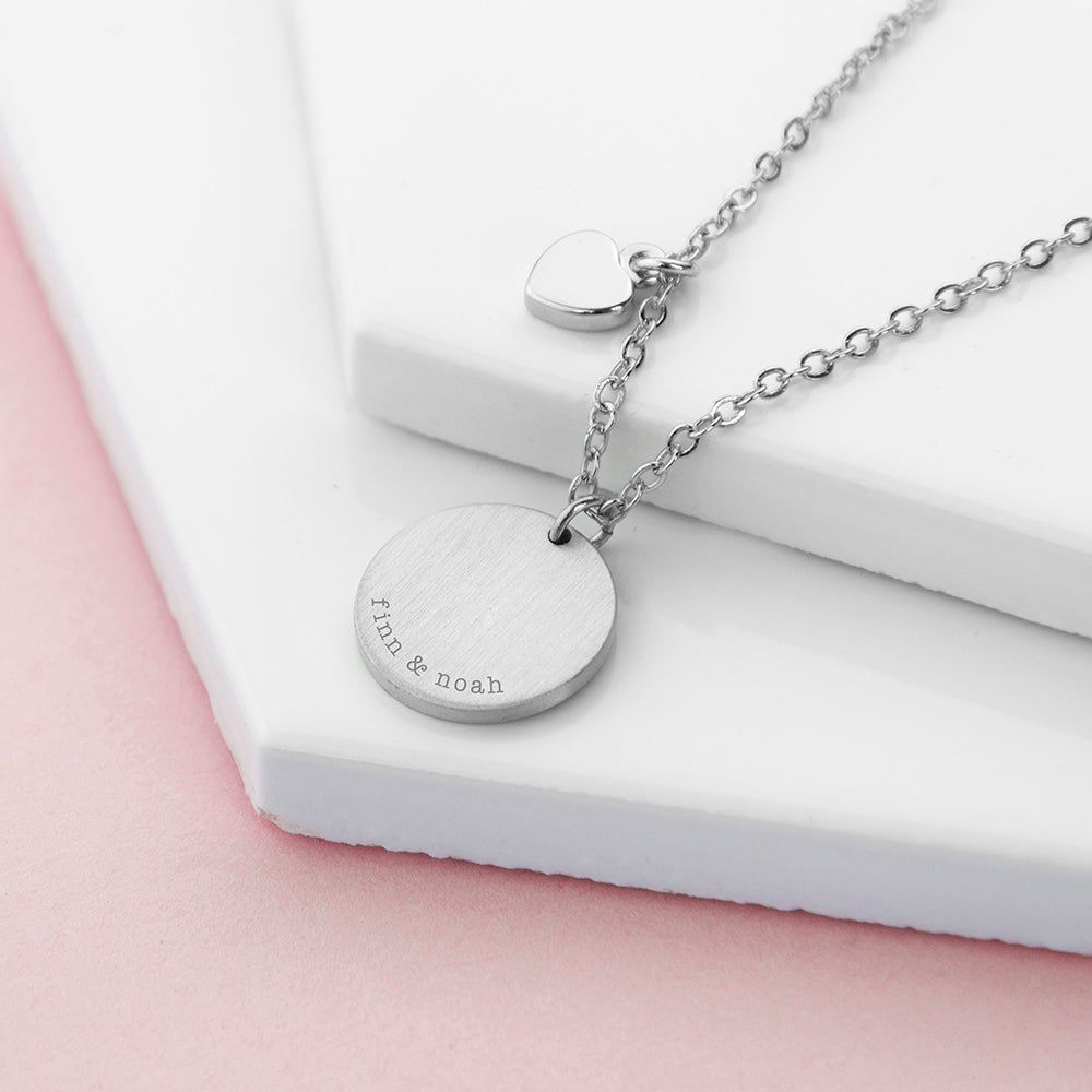 Personalised Heart and Disc Family Necklace