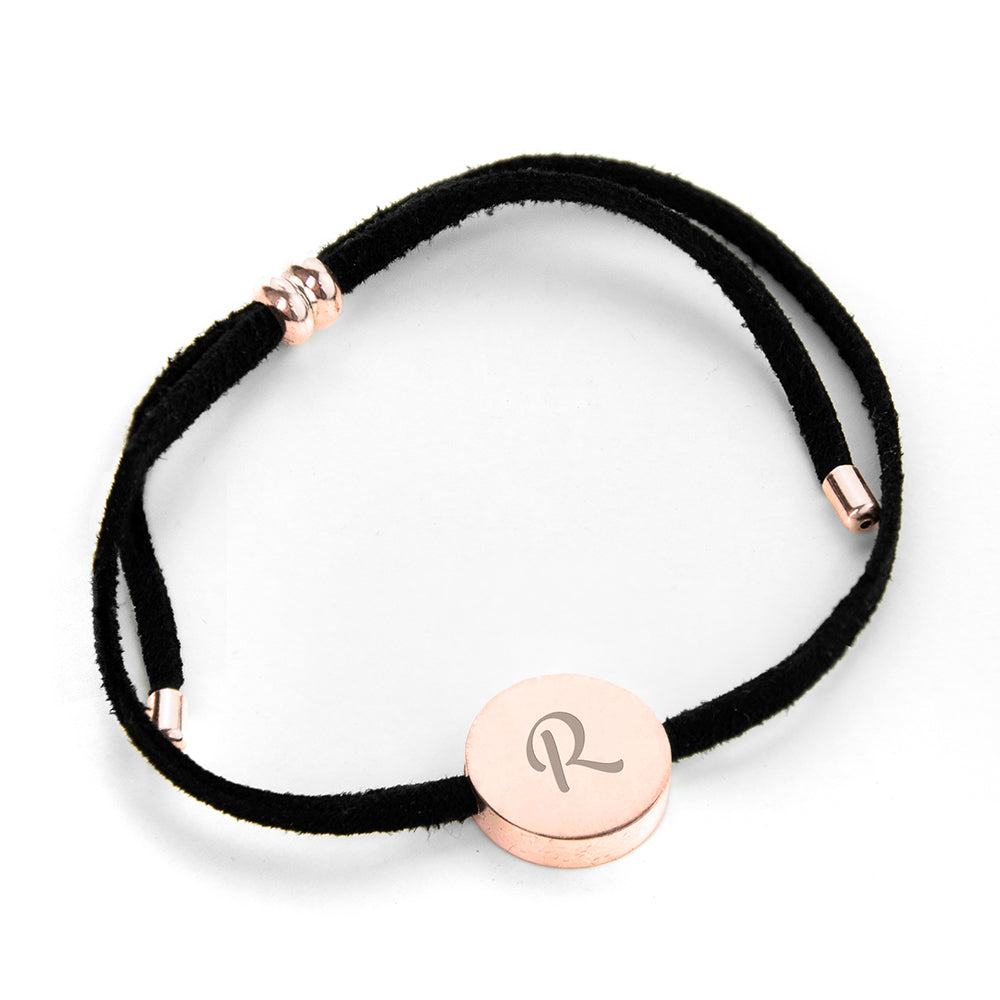 Personalised Always with You Initial Black Bracelet
