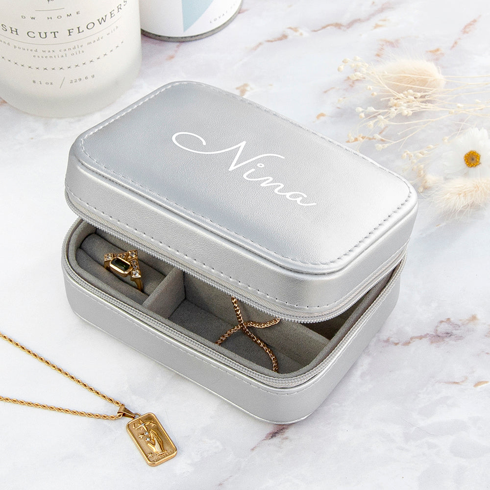 Personalised Silver Travel Jewellery Case