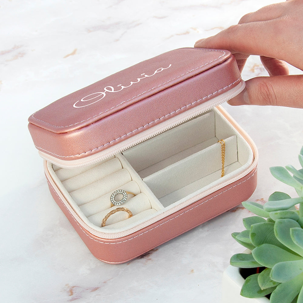 Personalised Pink Travel Jewellery Case