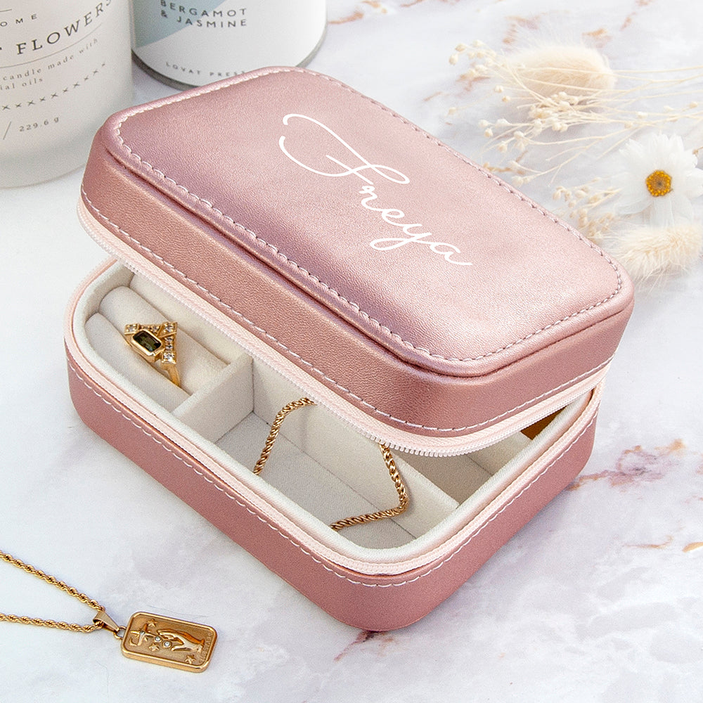 Personalised Pink Travel Jewellery Case
