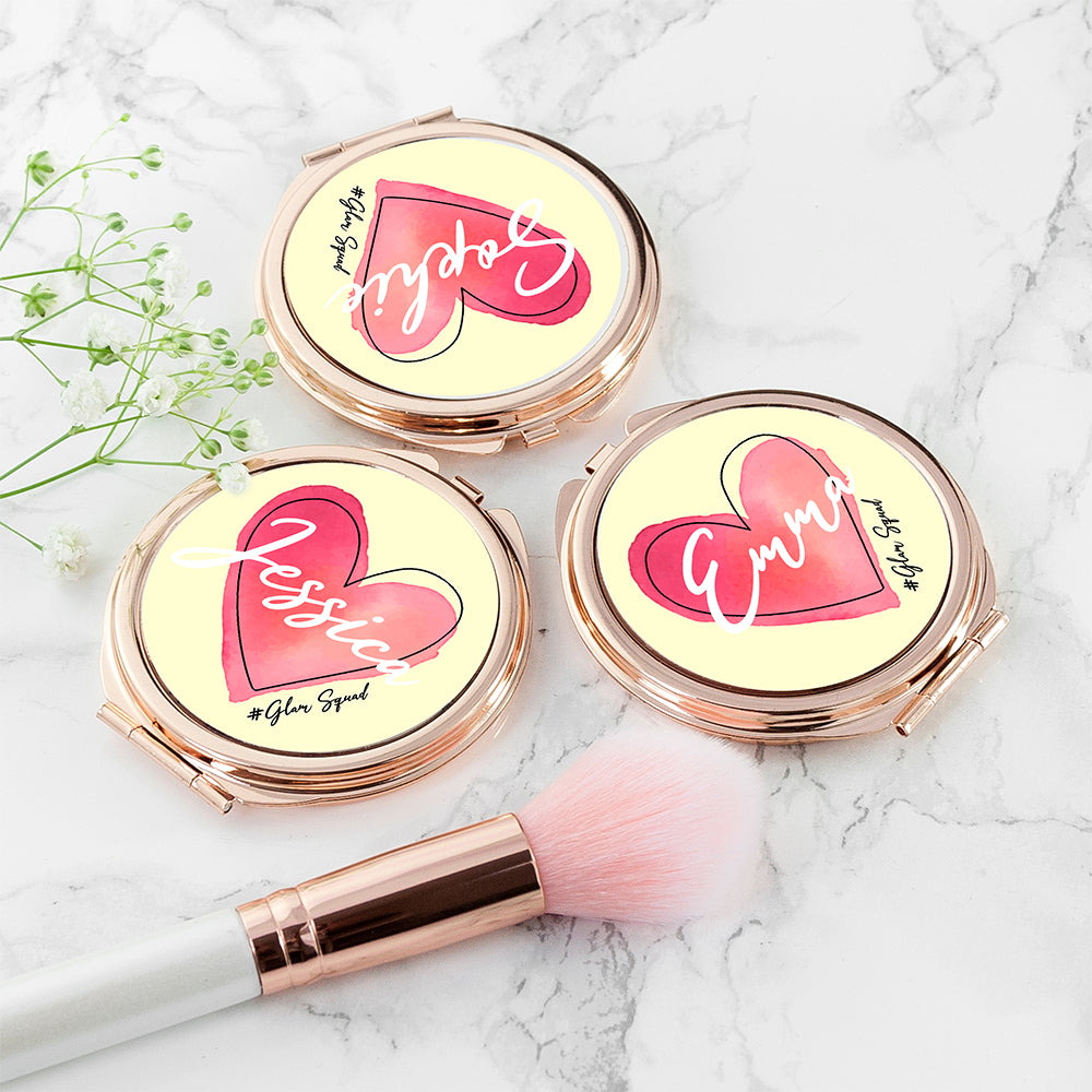 Personalised Rose Gold #Heart Compact Mirror