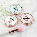Personalised Floral Initial Rose Gold Compact Mirror