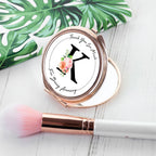 Personalised Floral Initial Rose Gold Compact Mirror