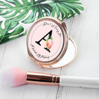 Personalised Floral Initial Rose Gold Compact Mirror