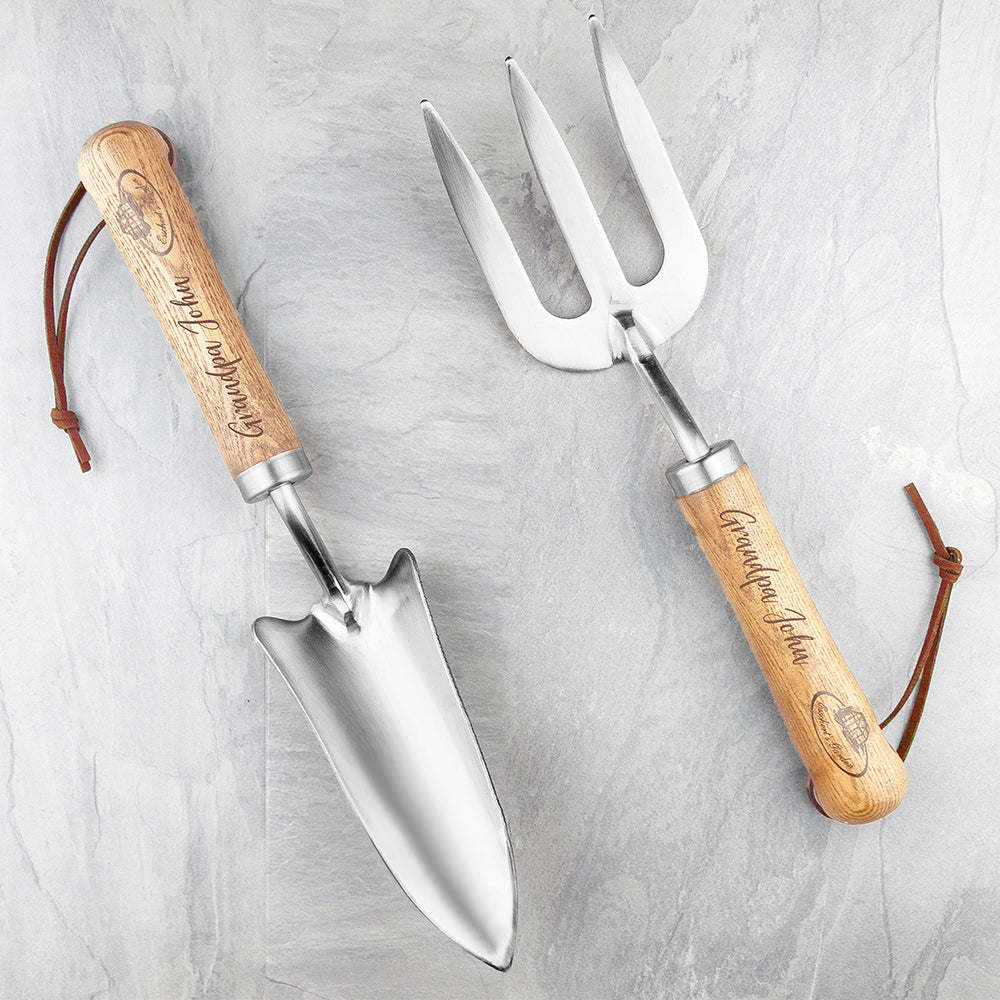 Personalised Luxe Silver Trowel and Fork Set