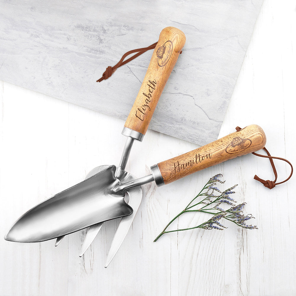 Personalised Luxe Silver Trowel and Fork Set