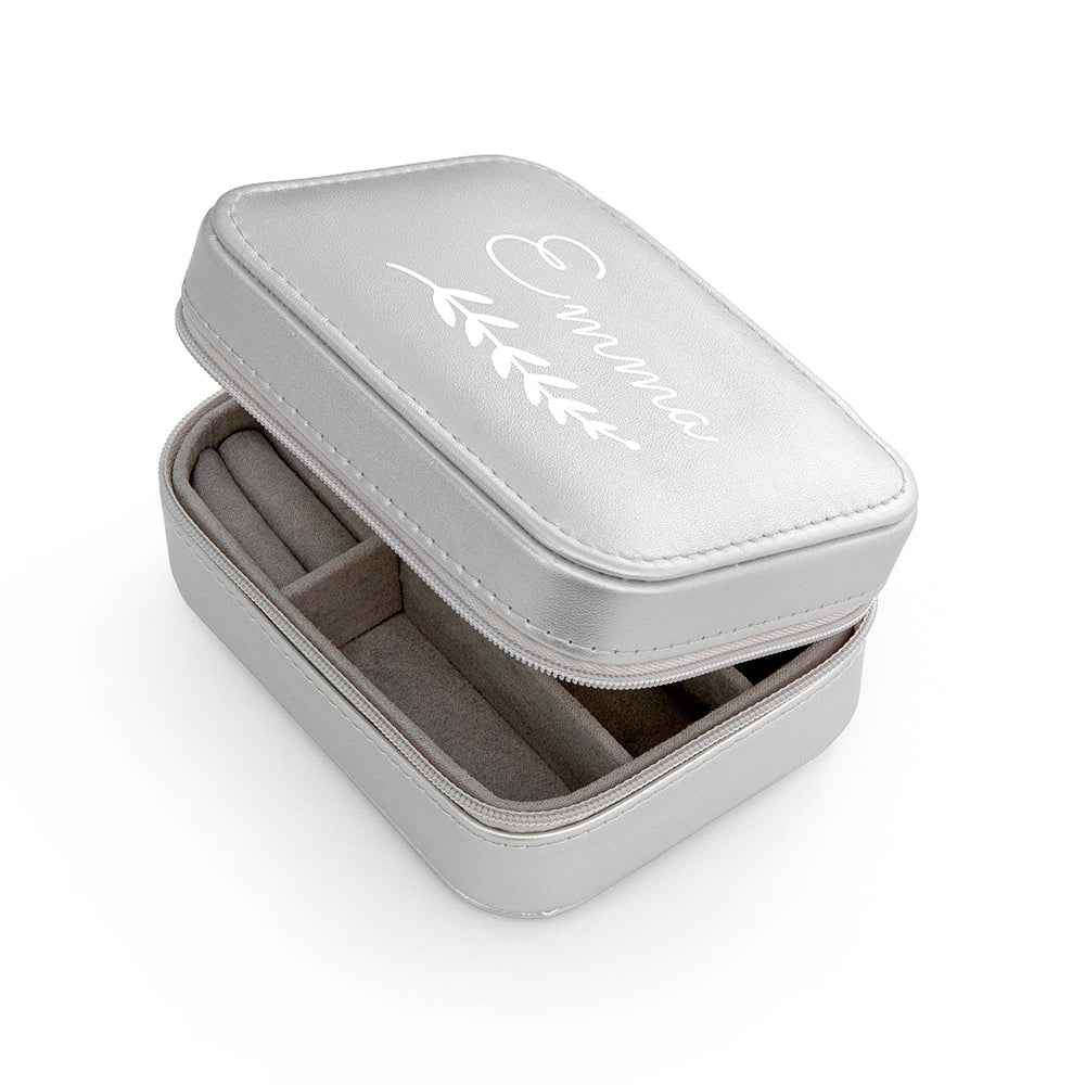 Personalised Wreath Silver Travel Jewellery Case
