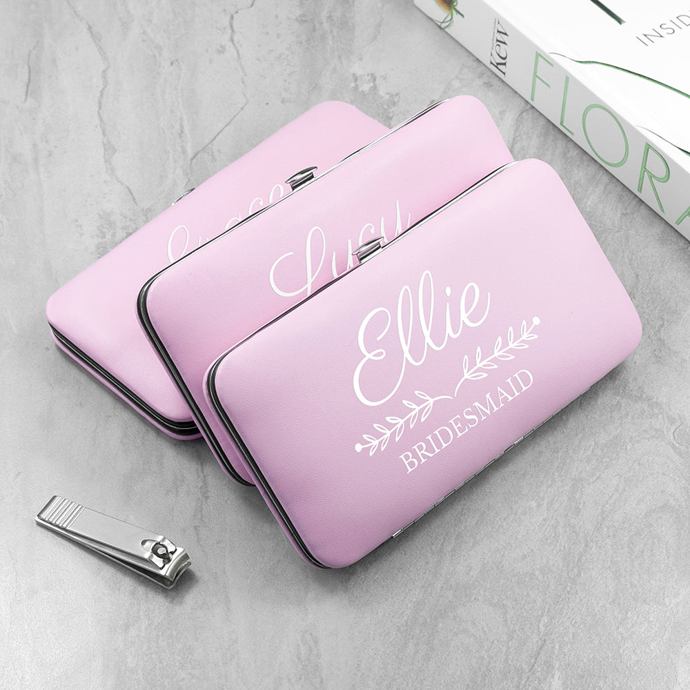 Personalised Bridal Party Manicure Set - Pink