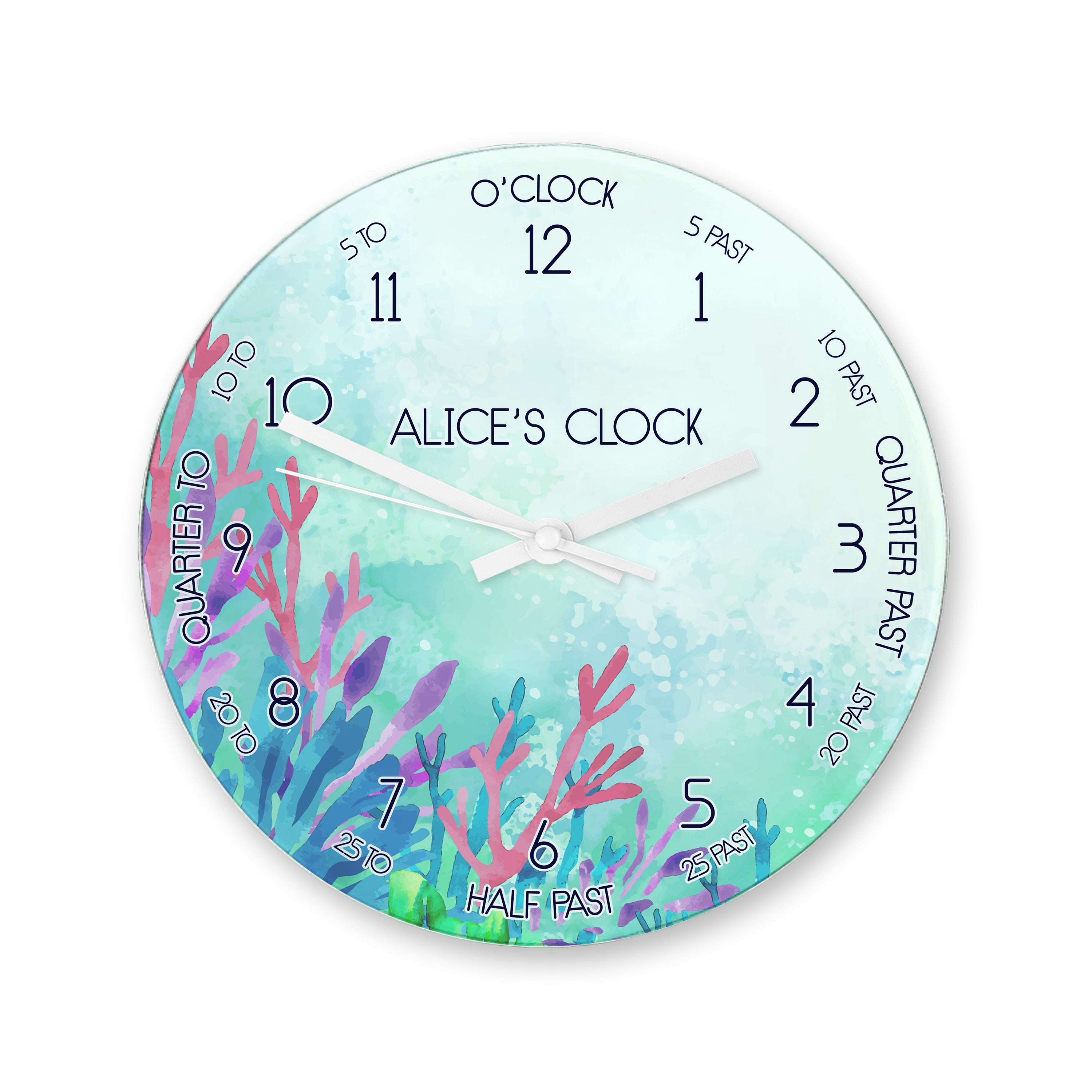 Personalised Kids Sealife Glass Clock