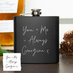 Personalised Handwriting Black Hip Flask