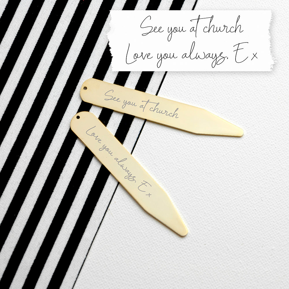 Personalised Handwriting Collar Stiffeners - Gold
