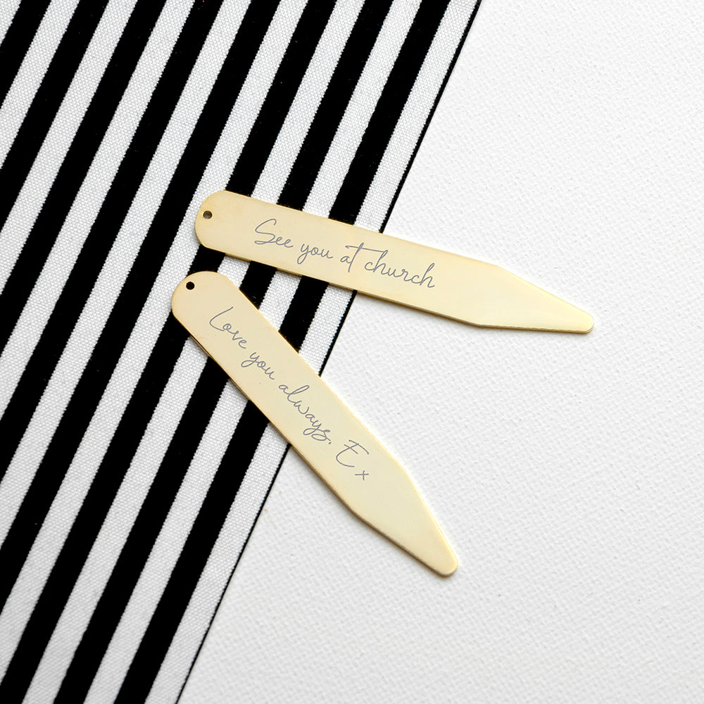 Personalised Handwriting Collar Stiffeners - Gold
