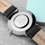 Personalised Handwriting Mens Black Leather Watch