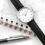 Personalised Handwriting Ladies Black Leather Watch