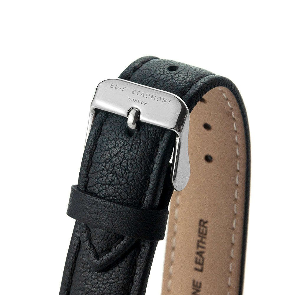 Personalised Handwriting Ladies Black Leather Watch