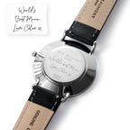 Personalised Handwriting Ladies Black Leather Watch
