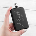 Personalised Handwriting Black Slimline Flask