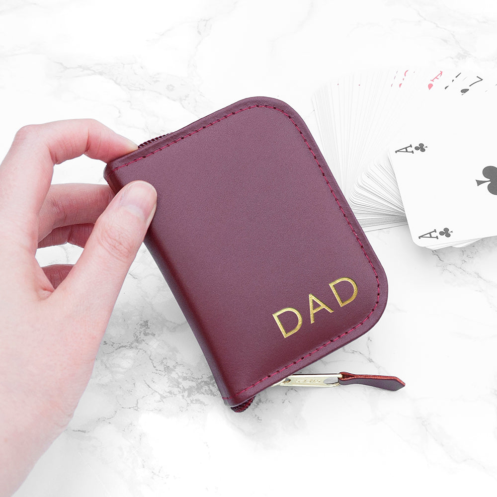 Personalised Leather Playing Card Case