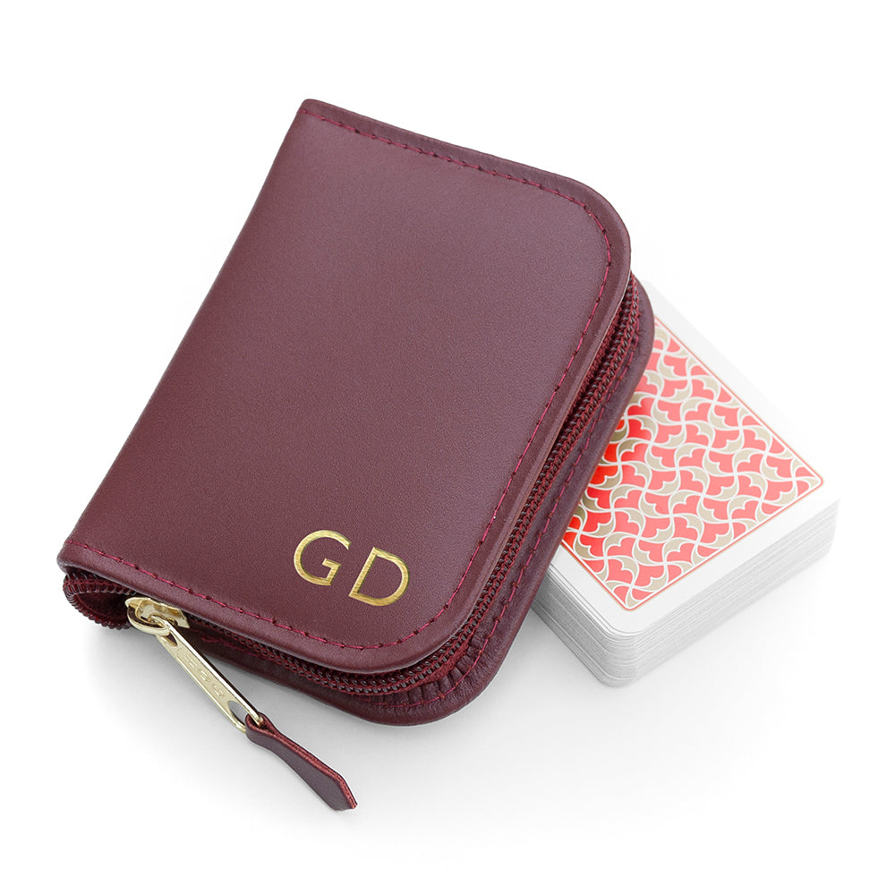 Personalised Leather Playing Card Case