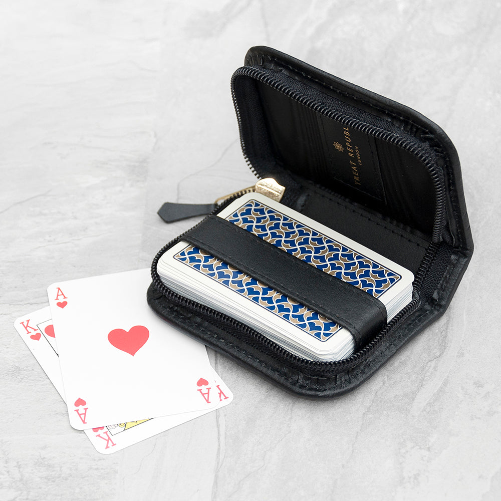Personalised Leather Playing Card Case