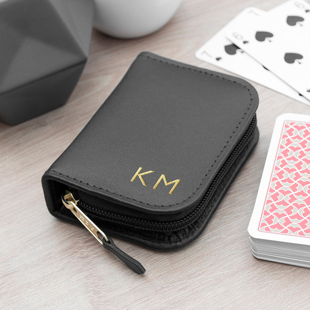 Personalised Leather Playing Card Case