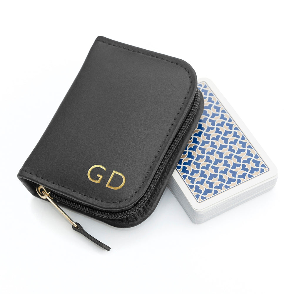 Personalised Leather Playing Card Case
