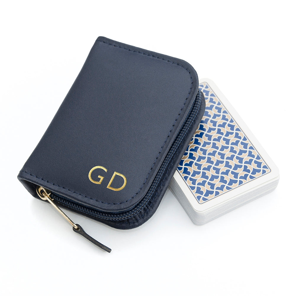 Personalised Leather Playing Card Case