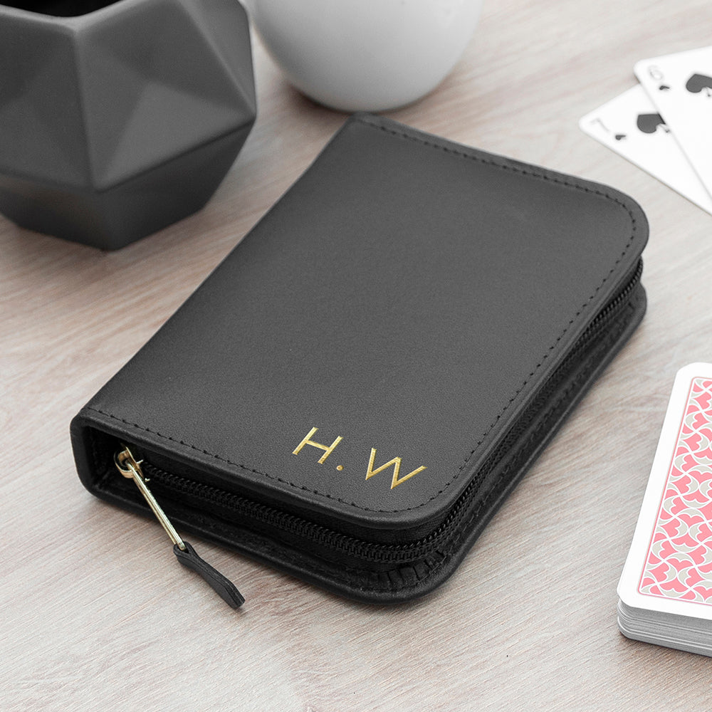 Personalised Leather Double Playing Card Case