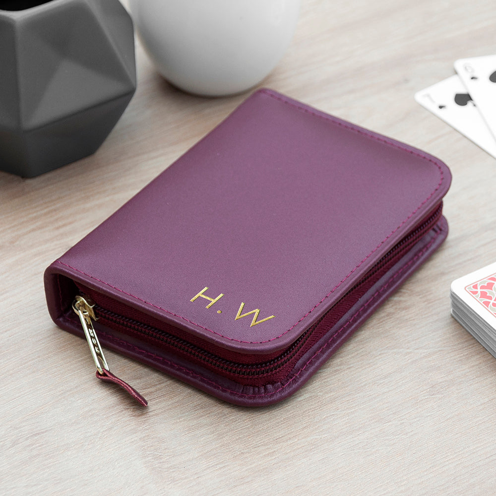 Personalised Leather Double Playing Card Case