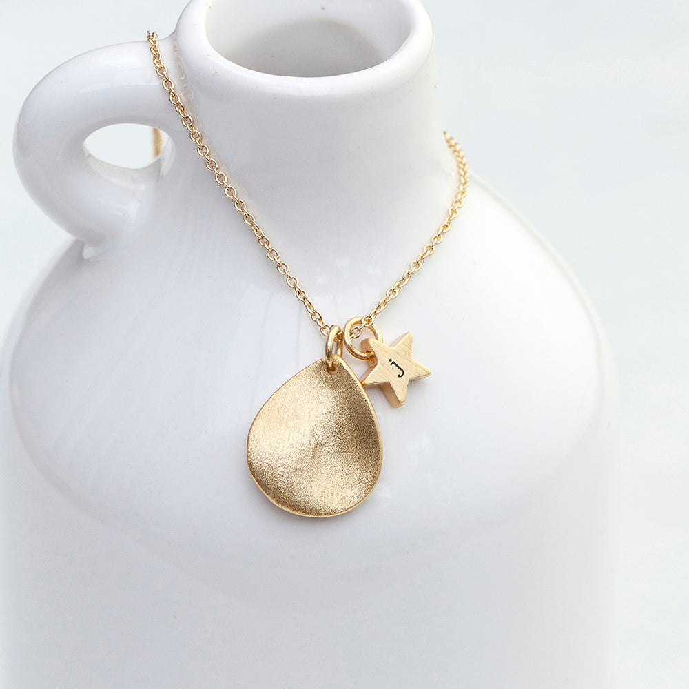 Personalised Matte Star and Drop Necklace