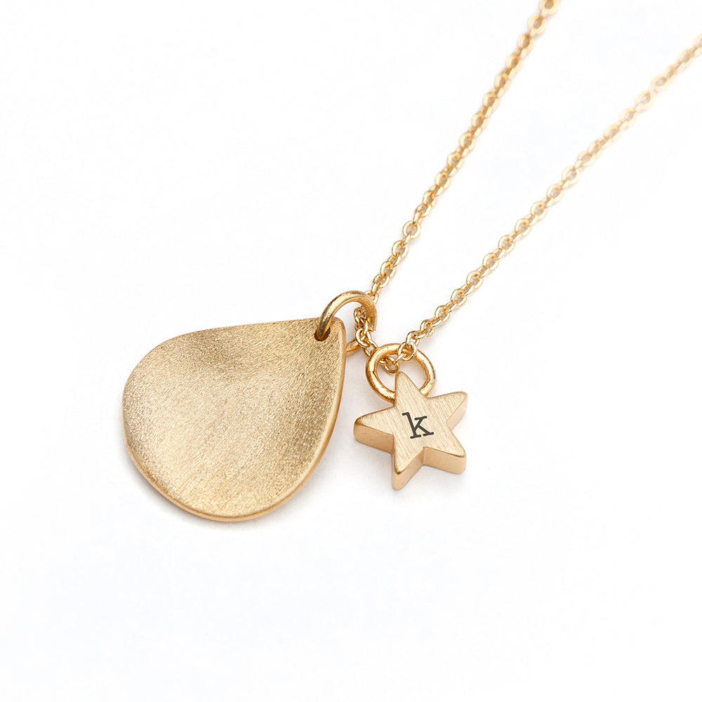 Personalised Matte Star and Drop Necklace