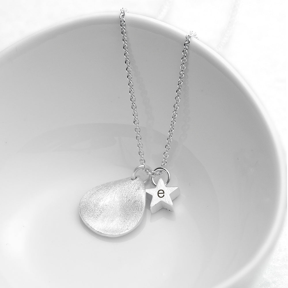 Personalised Matte Star and Drop Necklace