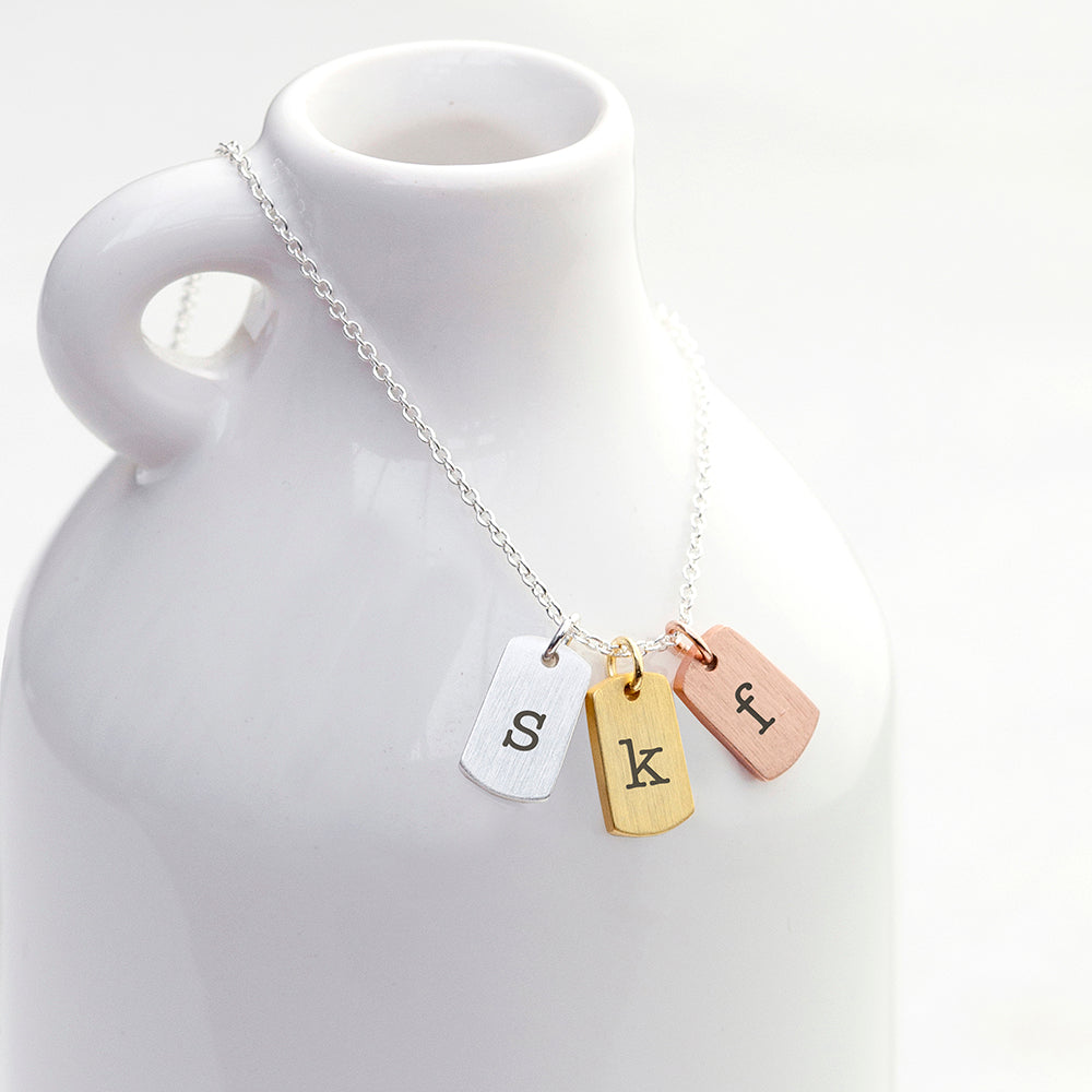 Personalised Mixed Metal Mini Tags Necklace