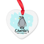 Personalised Baby Penguin Heart Decoration