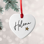 Personalised Christmas Star Heart Decoration
